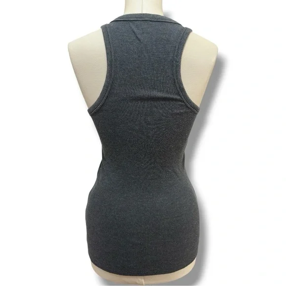 310 AERIE | NWT  Charcoal Gray Ribbed Scoop Neck Tank Top (Size S) - Picture 6 of 13